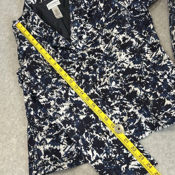 VINTAGE VILLAGER Liz Claiborne Womens Blazer Sz 12 Geometric Floral Stretch Y2K - Picture 6 of 10